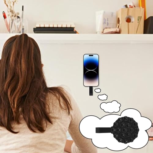 NIYANETAIL 2 Pcs Round Silicone Suction Phone Case | Heart Shape Double-Sided Suction Cup Phone Holder | Reusable Suction Sticker for Back of Phone & Mounting (Set of 2) - Image 2
