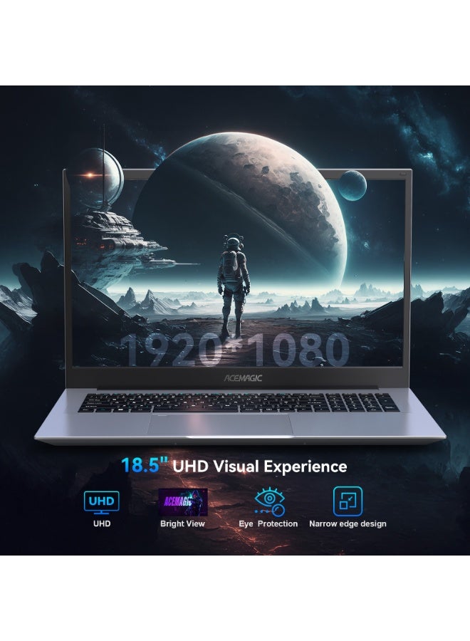 ACEMAGIC Laptop With 18.5 Full HD Display, Intel Quad-Core 12th Alder Lake N150 Processor/16GB RAM DDR4/512GB SSD/Windows 11 Pro/ International_English Grey international_english grey - Image 4