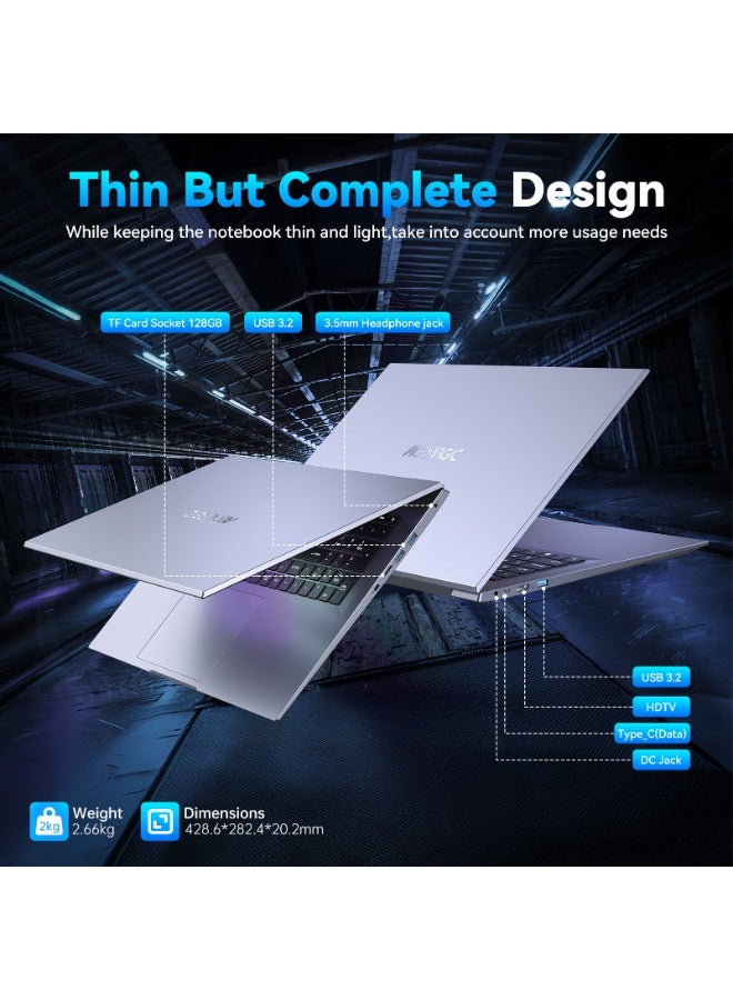 ACEMAGIC Laptop With 18.5 Full HD Display, Intel Quad-Core 12th Alder Lake N150 Processor/16GB RAM DDR4/512GB SSD/Windows 11 Pro/ International_English Grey international_english grey - Image 5