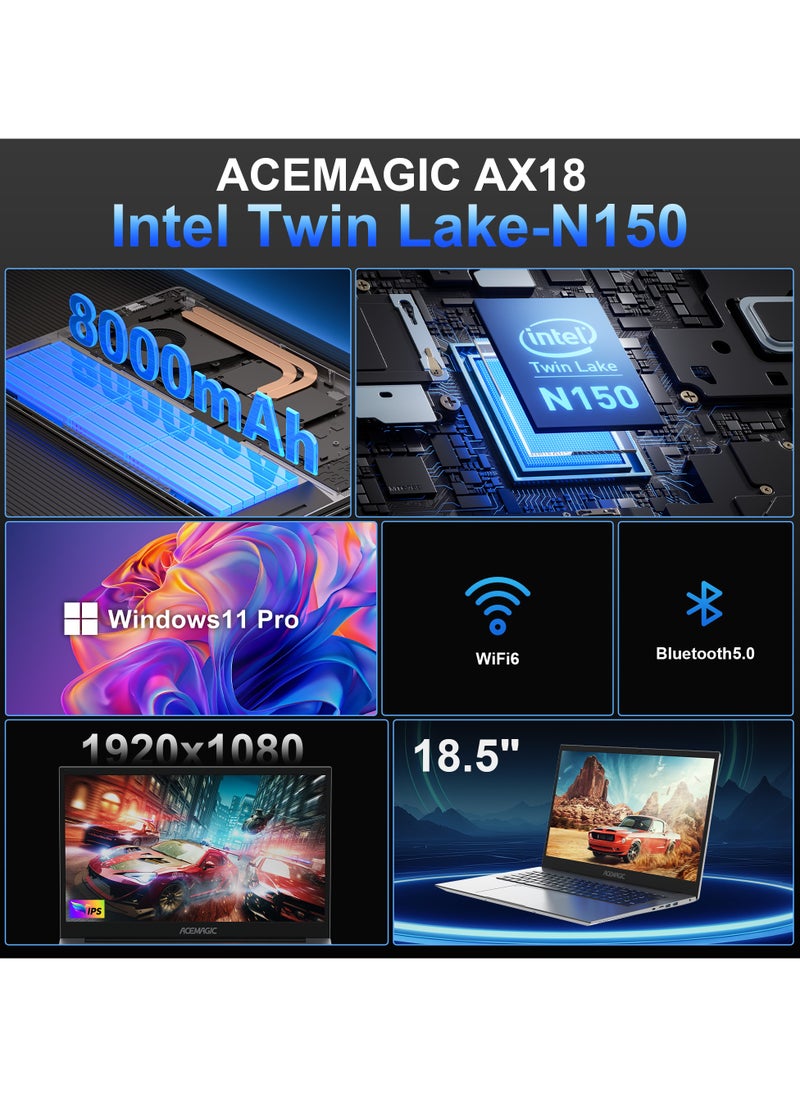 ACEMAGIC Laptop 18.5 FHD 16GB 512GB Intel Quad-Core 12th Alder Lake N150 with Windows 11 Pro  - Image 3