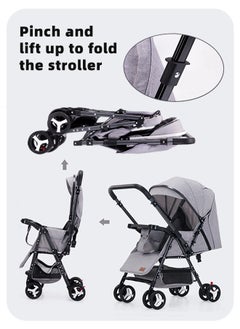 ALongDeng 2 in 1 Twin Stroller Double Stroller for Newborn with Adjustable Canopy 360° Swivel Wheels 5 Point Safety Harness Extra Large Storage Basket for Toddlers 0 to 3 Years Boys Girls  - Image 3