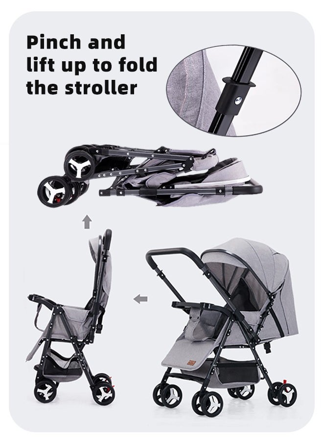 ALongDeng 2 in 1 Twin Stroller Double Stroller for Newborn with Adjustable Canopy 360° Swivel Wheels 5 Point Safety Harness Extra Large Storage Basket for Toddlers 0 to 3 Years Boys Girls  - Image 3