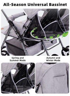ALongDeng 2 in 1 Twin Stroller Double Stroller for Newborn with Adjustable Canopy 360° Swivel Wheels 5 Point Safety Harness Extra Large Storage Basket for Toddlers 0 to 3 Years Boys Girls  - Image 4