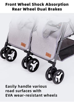 ALongDeng 2 in 1 Twin Stroller Double Stroller for Newborn with Adjustable Canopy 360° Swivel Wheels 5 Point Safety Harness Extra Large Storage Basket for Toddlers 0 to 3 Years Boys Girls  - Image 5