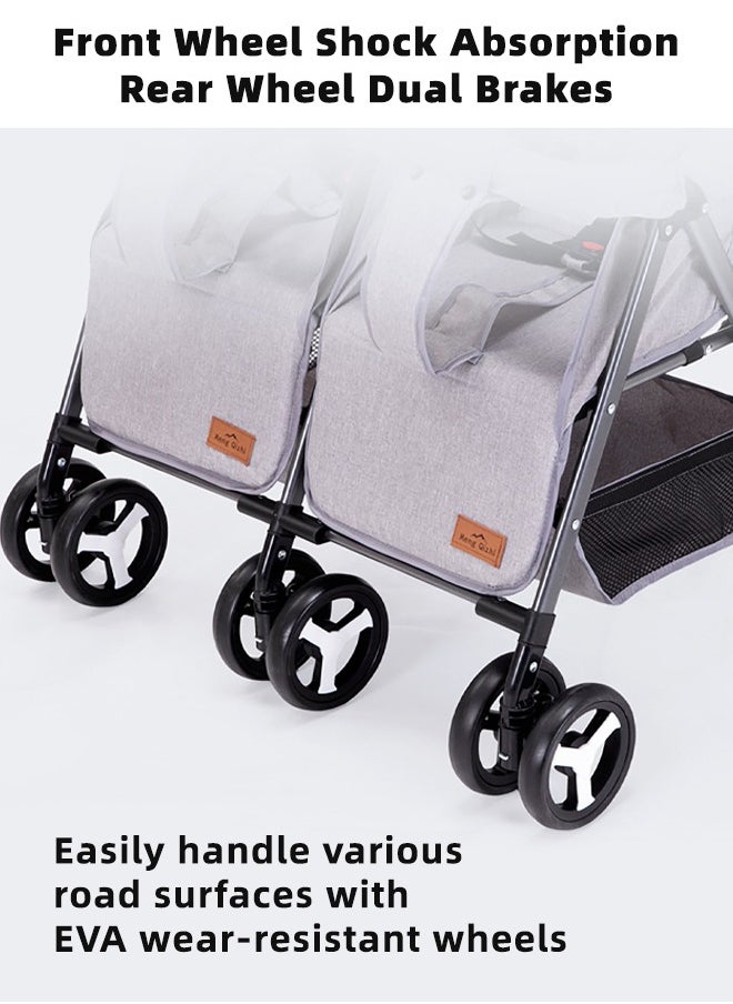 ALongDeng 2 in 1 Twin Stroller Double Stroller for Newborn with Adjustable Canopy 360° Swivel Wheels 5 Point Safety Harness Extra Large Storage Basket for Toddlers 0 to 3 Years Boys Girls  - Image 5