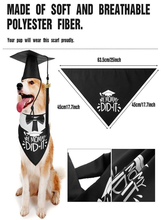 JaGely 3 Pcs Pet Graduation Caps with Bow Tie Collar and Bandana Dog Graduation Hats with Tassel and 2024 Pendant Pet Grad Costume for Dogs Cats Puppy Graduation Party Accessory (Black Scarf) - Image 2