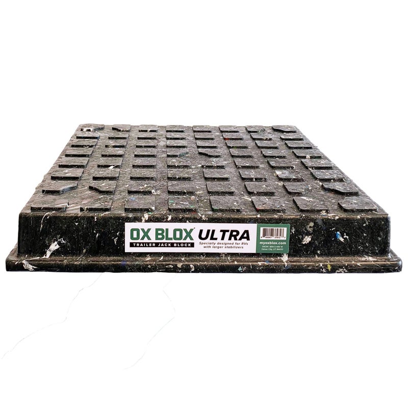 OX BLOX Ultra Trailer Jack Block Universal RV Leveling Blocks Durable Stackable For All Jack Types 100 Recycled Plastic Works For Class A Motorhomes