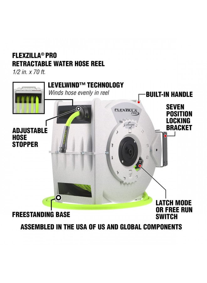 Flexzilla Pro Retractable Water Hose Reel, 1/2" x 70' - L8340FZ