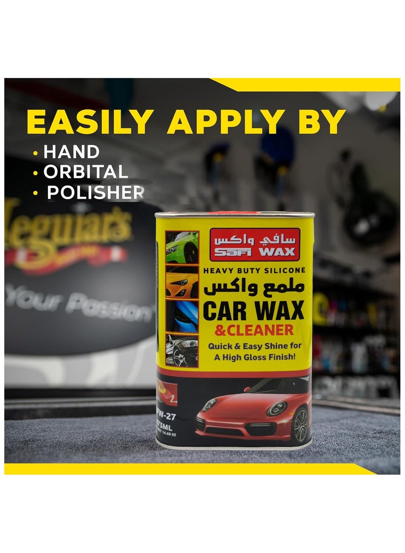 Safi WAX Safi Wax Heavy Duty Silicone Car Wax & Cleaner Quick & Easy Shine for Glossy Finish  Removes Contaminants & Fine Swirls Safe for All Surfaces, 473ml, SFW-27 - Image 3