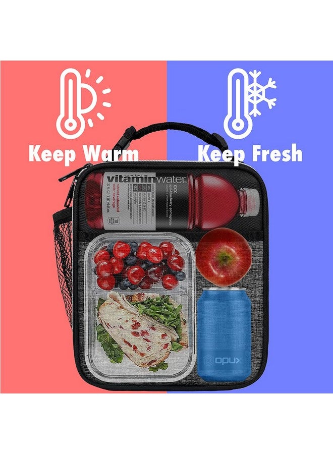 OPUX opux Premium Insulated Lunch Box, Soft School Lunch Bag for Kids Boys Girls, Leakproof Small Lunch Pail Men Women Work, Reusable Compact Cooler Tote Lunchbox for Office Adult, Heather Charcoal - Image 2