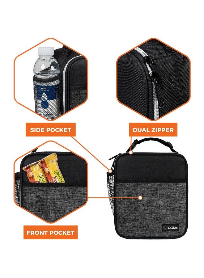 OPUX opux Premium Insulated Lunch Box, Soft School Lunch Bag for Kids Boys Girls, Leakproof Small Lunch Pail Men Women Work, Reusable Compact Cooler Tote Lunchbox for Office Adult, Heather Charcoal - Image 4