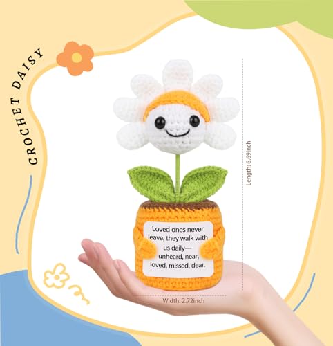 Sizobi Memorial Gifts, Sympathy Gifts for Loss of Loved One, Remembrance Bereavement Grief Gift, Condolence Sympathy Sentimental Gift for Mom Dad, Father Mother Friends,Emotional Support Crochet Daisy - Image 5