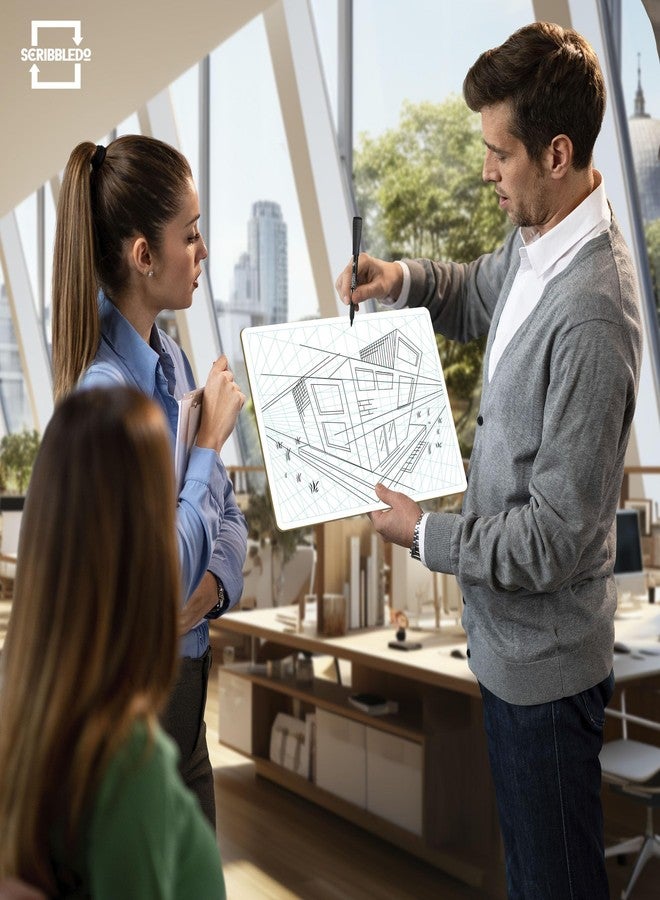 SCRIBBLEDO 3 Point Perspective Grid 11”x14” Large Graph Dry Erase Board Double-Sided White Board Drawing Grid Lines Graphing Charts Whiteboard for Home School Classroom Teachers and Students - Image 2
