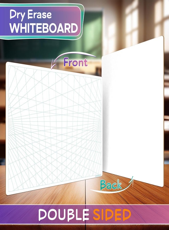 SCRIBBLEDO 3 Point Perspective Grid 11”x14” Large Graph Dry Erase Board Double-Sided White Board Drawing Grid Lines Graphing Charts Whiteboard for Home School Classroom Teachers and Students - Image 3