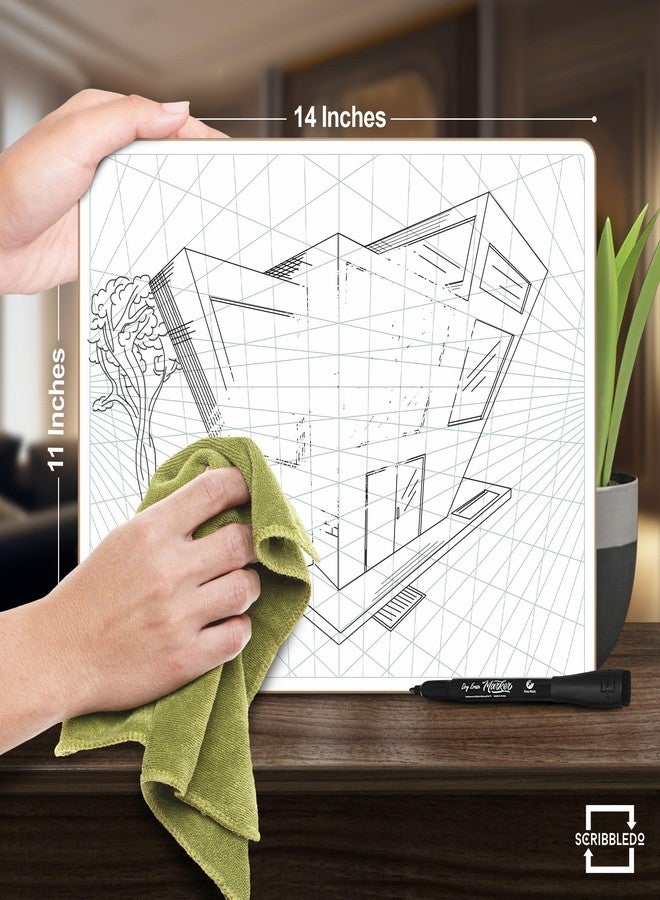 SCRIBBLEDO 3 Point Perspective Grid 11”x14” Large Graph Dry Erase Board Double-Sided White Board Drawing Grid Lines Graphing Charts Whiteboard for Home School Classroom Teachers and Students - Image 4