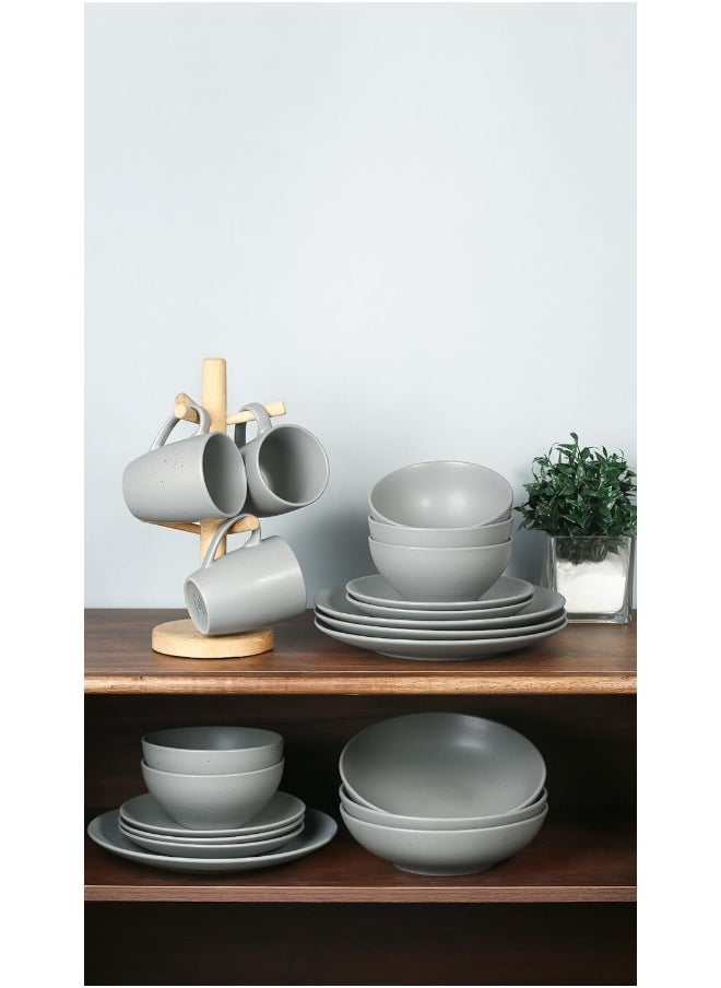 12 Piece Dinnerware Set, Set for 4, Scratch Resistant, Microwave & Dishwasher Safe, Dark Grey