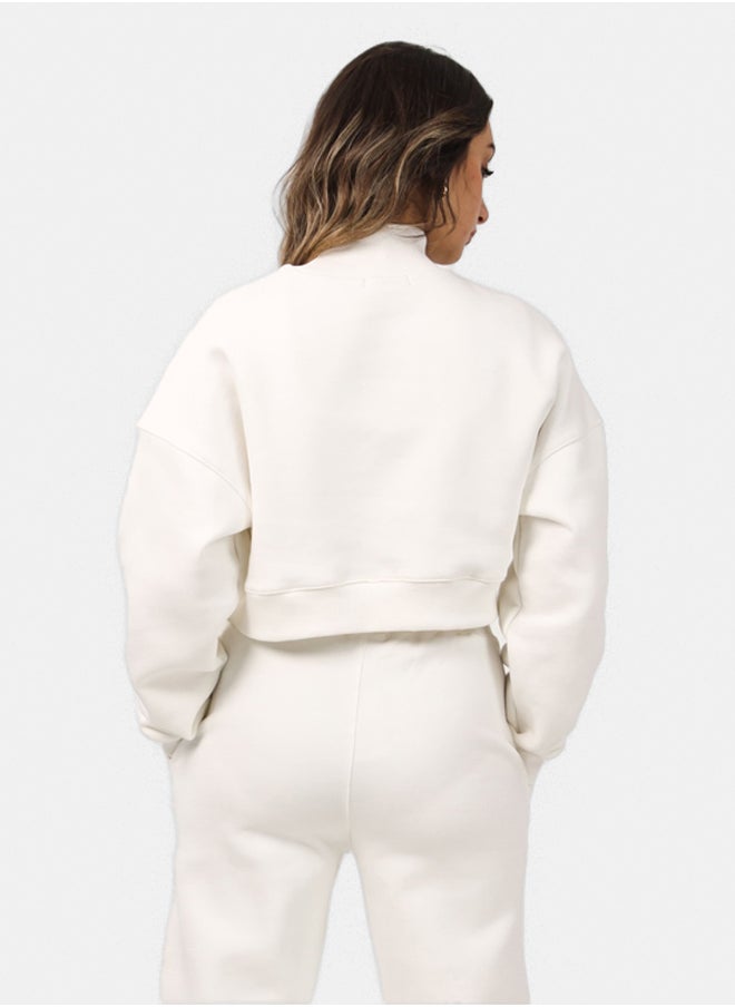 SHECHICK High collar Off-White Chic Crop Top  - Image 2