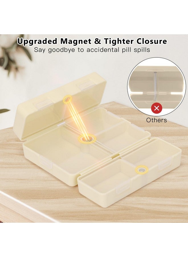 أف واي واي منظم حبوب يومي من FYY، حافظة حبوب محمولة مكونة من 7 حجرات لتنظيم حبوب السفر، [تصميم قابل للطي] صندوق حبوب لجيب المحفظة لحمل الفيتامينات وزيت كبد سمك القد والمكملات الغذائية والأدوية - أبيض - Image 3