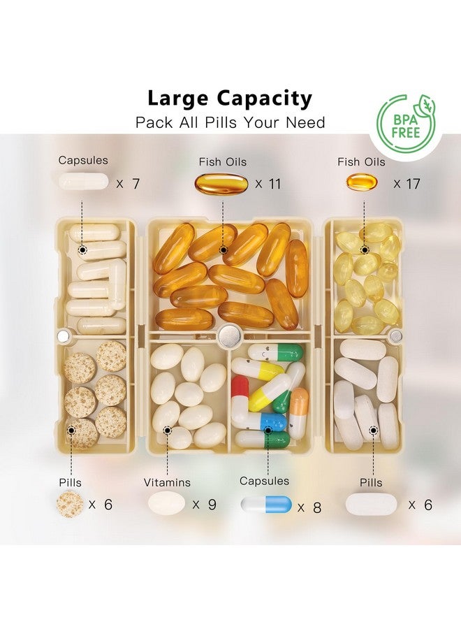 أف واي واي منظم حبوب يومي من FYY، حافظة حبوب محمولة مكونة من 7 حجرات لتنظيم حبوب السفر، [تصميم قابل للطي] صندوق حبوب لجيب المحفظة لحمل الفيتامينات وزيت كبد سمك القد والمكملات الغذائية والأدوية - أبيض - Image 1