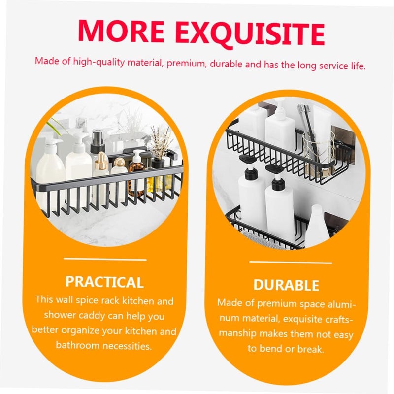 Wall Mounted Bathroom Shower Shelf Portable Storage Rack No Drilling Required - Image 4