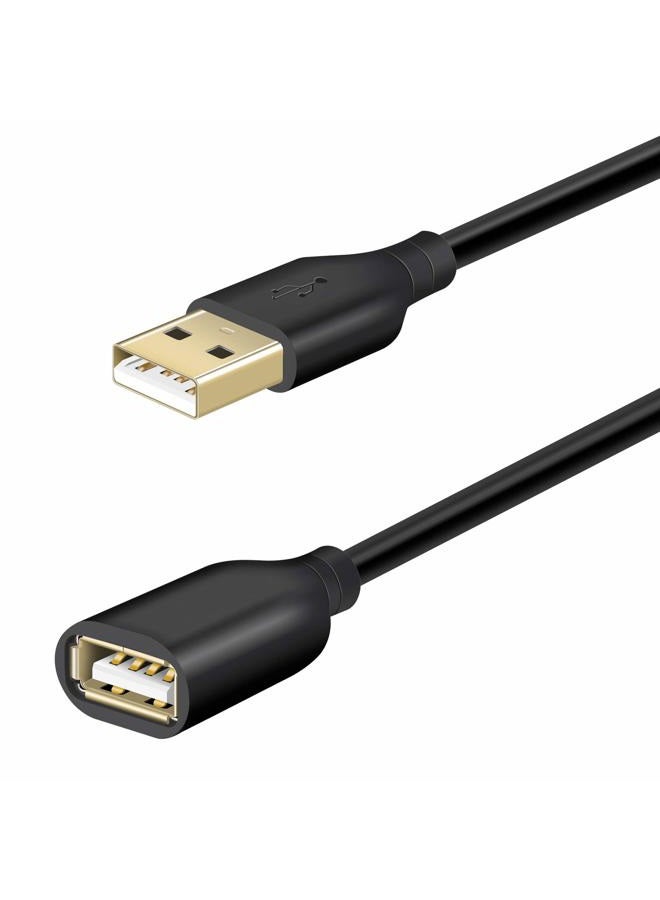 Fasgear USB Extension Cable 6ft USB Extender Cable USB 2.0 Type A Male to Female Extension Cord with USB Ports Data Transfer USB Extender Cable for USB Flash Drive/Hard Drive/Mouse/Printer (Black) - Image 1