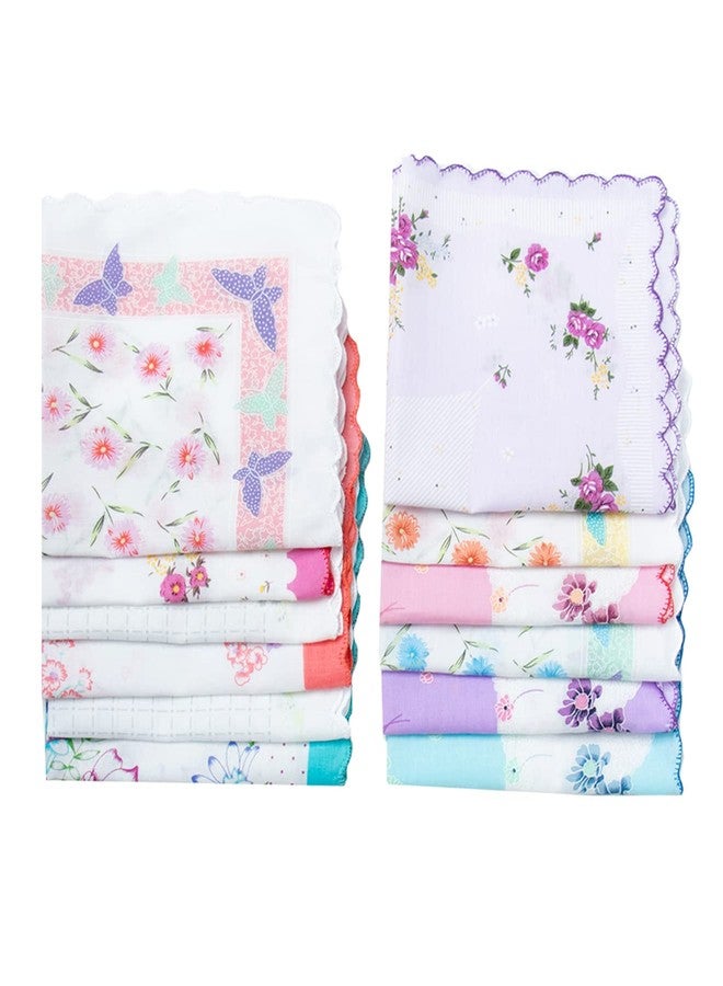 CoCoUSM Womens Vintage Floral Handkerchiefs Fabric Cotton Hankies 10PCS - Image 2