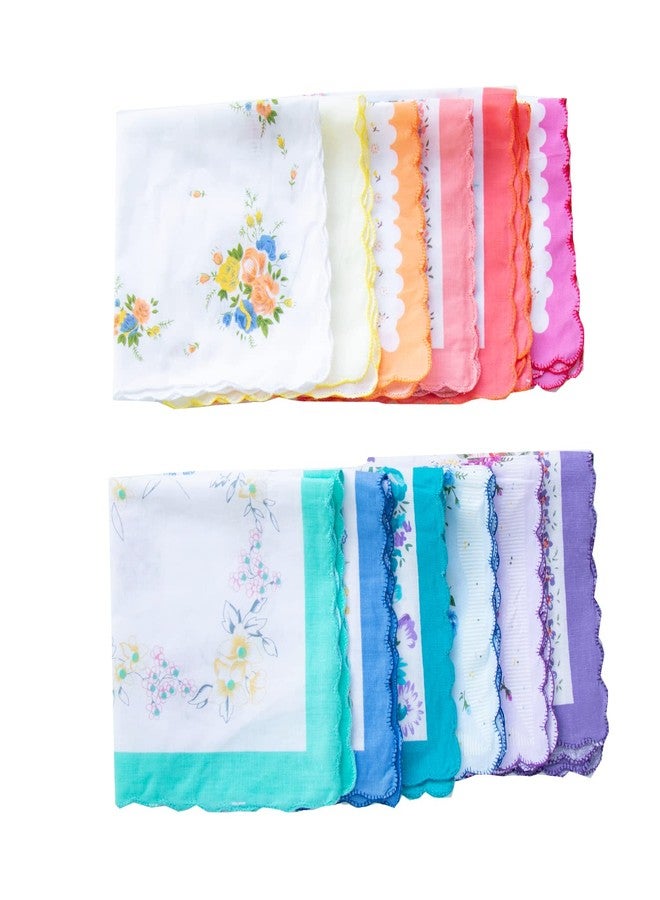CoCoUSM Womens Vintage Floral Handkerchiefs Fabric Cotton Hankies 10PCS - Image 4