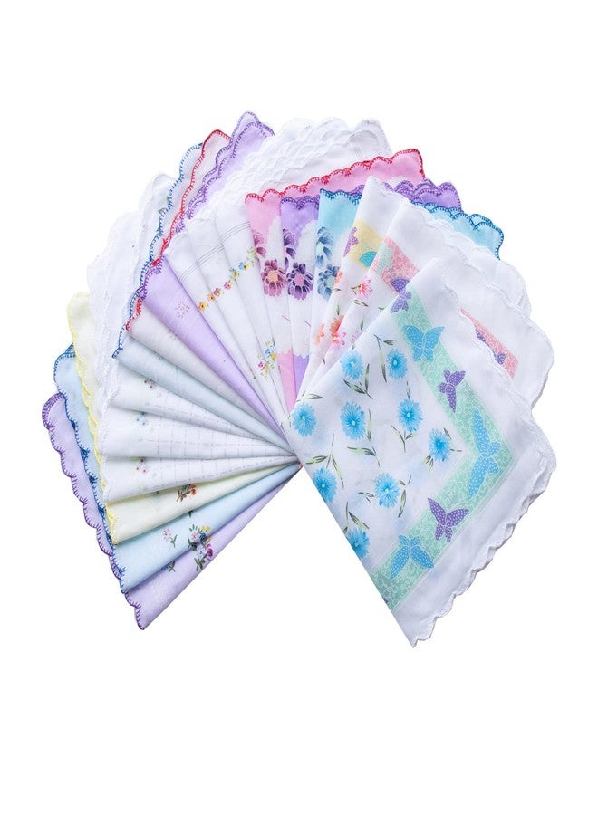CoCoUSM Womens Vintage Floral Handkerchiefs Fabric Cotton Hankies 10PCS - Image 5