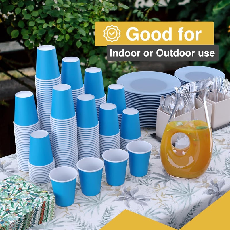 Party Solids Turquiose Paper Cups 12 oz Durable Disposable Cups 100 Paper Tumblers for Hot Drinks and Cold Drinks Thick 280 GSM Hot Cup for Tea & Coffee Cup To Go Fun Colors for Parties & Events - Image 2