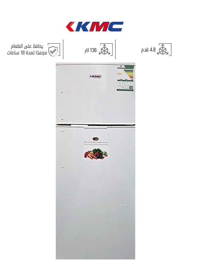 كي ام سي ثلاجة بابين - 4.8 قدم - 136 لتر - أبيض - KMF-185HD - Image 1