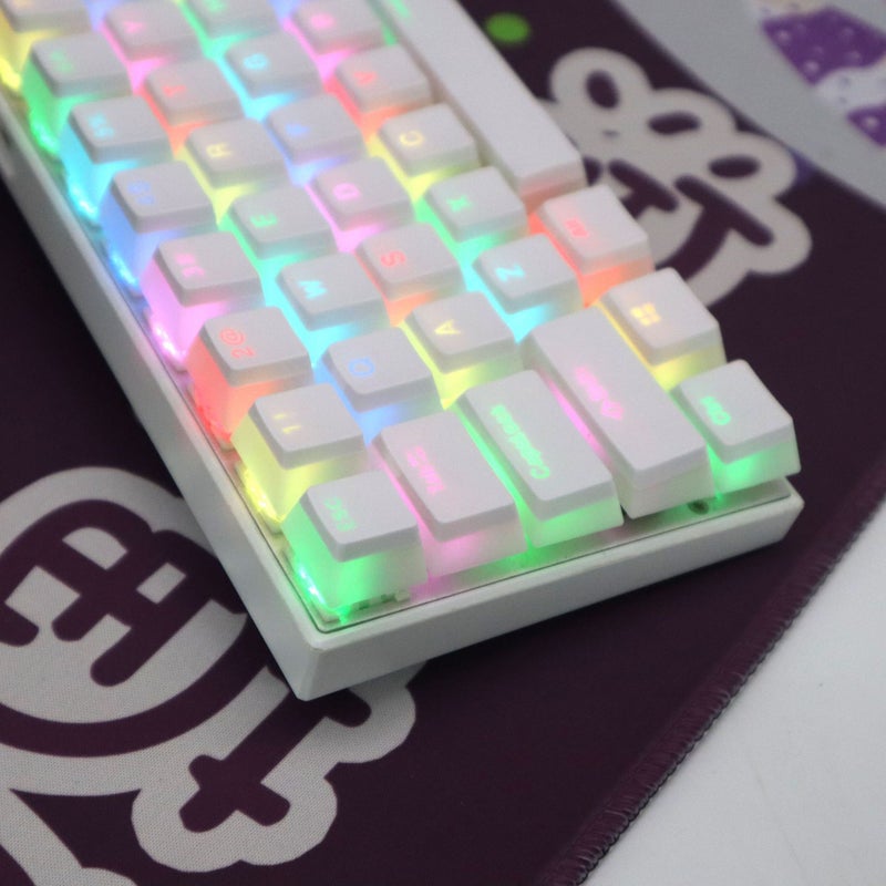 PBT Pudding Double Shot Backlit Keycaps Set White-Pudding 104 key-PBT