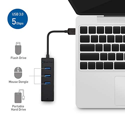 Cable Matters 4-in-1 USB Hub with Ethernet, Support Gigabit Network (USB 3.0 Hub Ethernet) with 10/100/1000Mbps Network, 3X 5Gbps USBA Ports in Black - Image 4