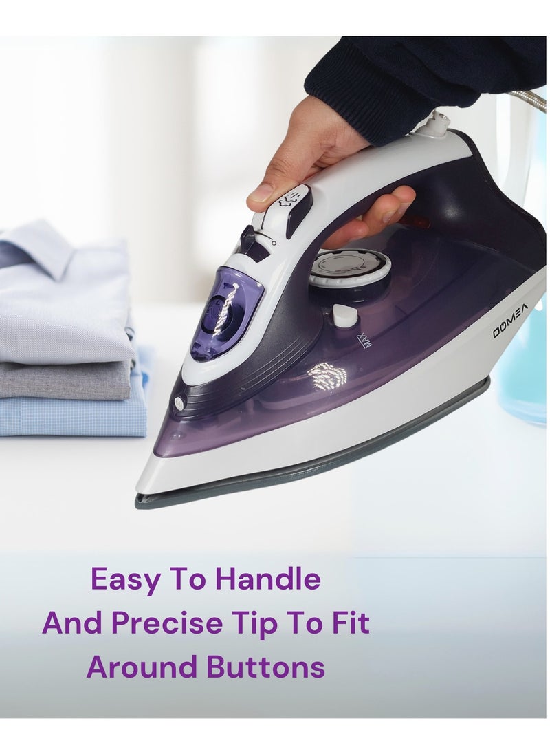 DOMEA - Steam Iron With Adjustable Thermostat | Anti Drip Function, Light Weight With Ceramic Sole Plate, For All Cloth Types, Anti Calc & Auto Clean, Spray & Steam Burst Setting | 2200 Watts - Image 1