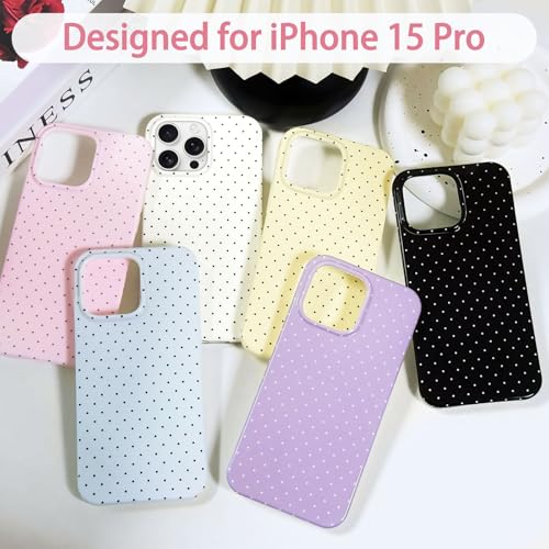 Hython for iPhone 15 Pro Case Cute Polka Dot Aesthetic Design Simple Cover 6.1", Thin Slim Anti-Scratch Soft TPU Bumper Shockproof Rubber Protective Phone Cases for Women Girls Girly Boys, White - Image 5