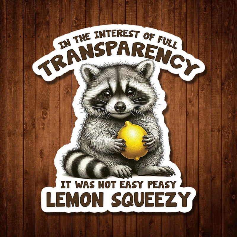 3 Inch Multicolor Lemon Raccoon PVC Sticker Funny Office Humor Decal - Image 1