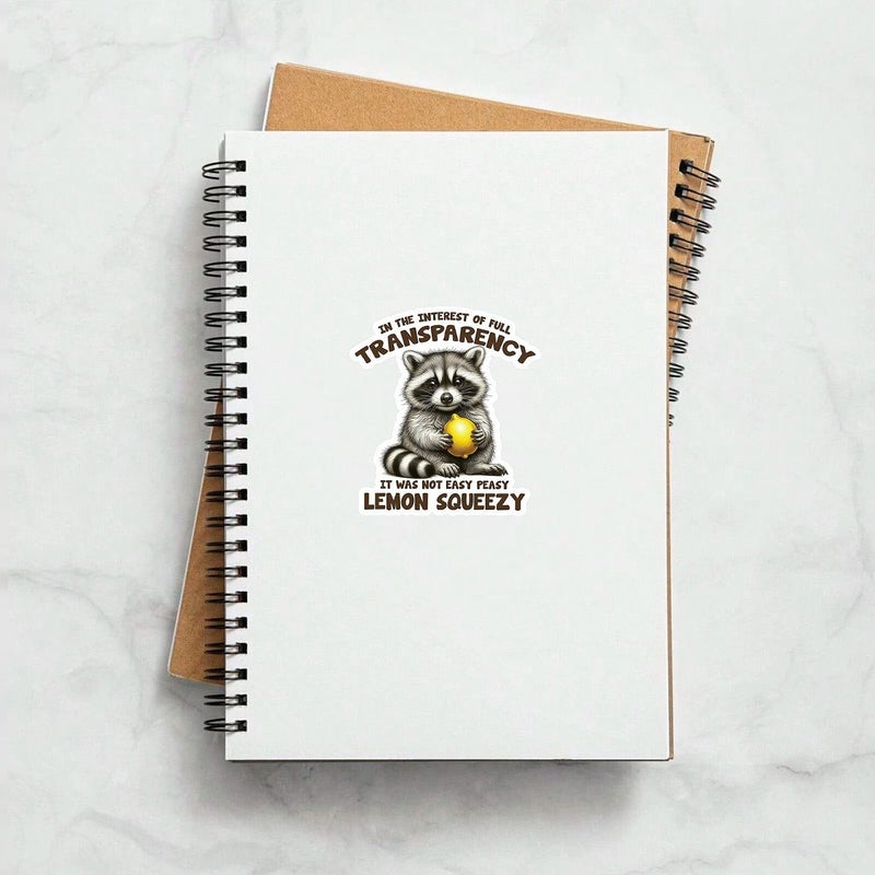 3 Inch Multicolor Lemon Raccoon PVC Sticker Funny Office Humor Decal - Image 3