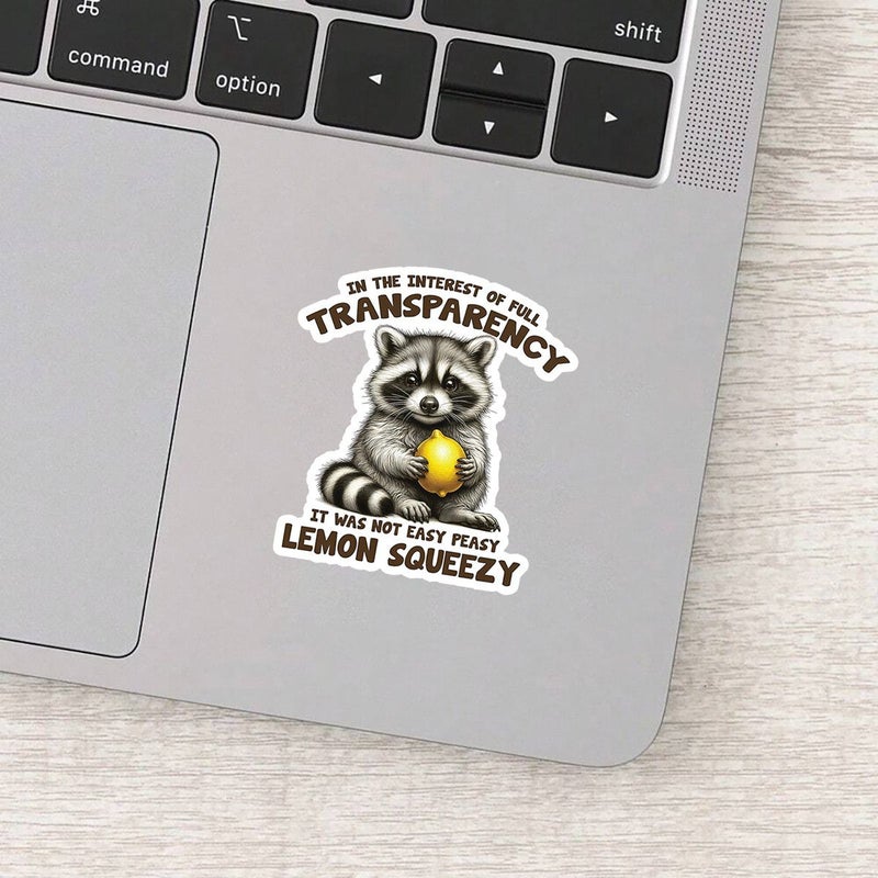 3 Inch Multicolor Lemon Raccoon PVC Sticker Funny Office Humor Decal - Image 4
