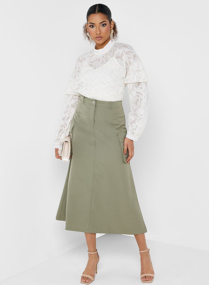 Montania Pocket Detail High Waist Skirt - Image 1