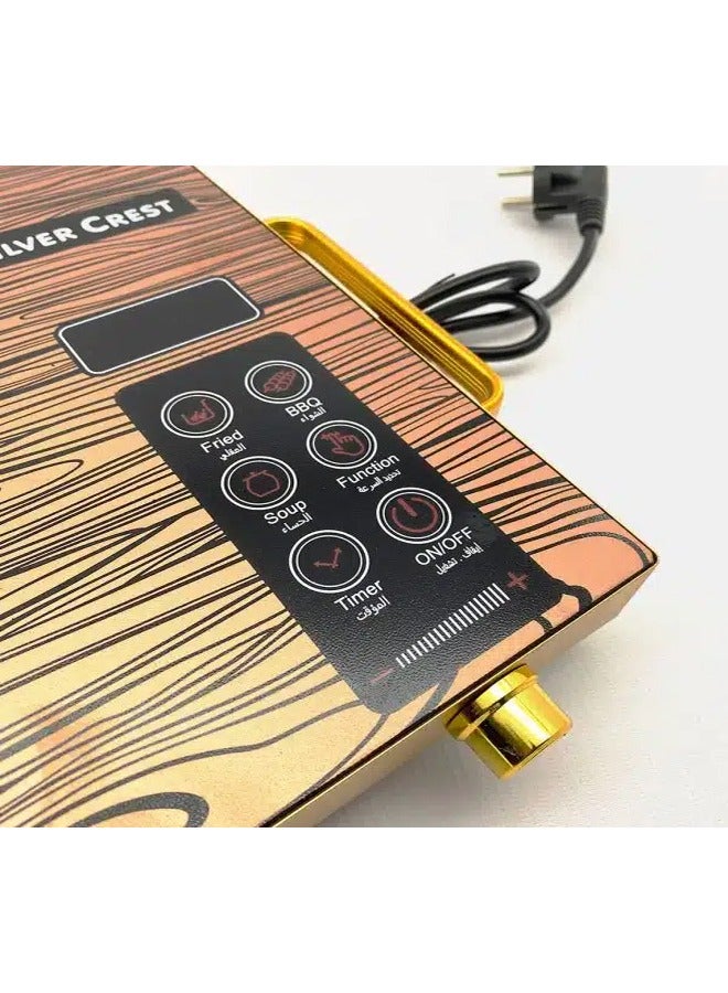 سيلفر كريست طباخ سيراميك رقمي بالأشعة تحت الحمراء مع عنصر تسخين سيراميكي بقوة 2200 وات - 4000 وات، شاشة LED مكونة من 6 أرقام، تحكم باللمس، 08 مستويات طاقة/درجة حرارة للتعديل، مؤقت قابل للبرمجة لمدة 3 ساعات - Image 3