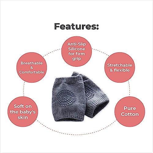 Veentus Pack of 1 Pair Baby Knee Pads for Crawling, Elbow Safety Protector, Stretchable Anti-Slip Padded Elastic Soft Cotton Breathable Comfortable Cap Leg Warmer Support Protector Kneecap - Image 4