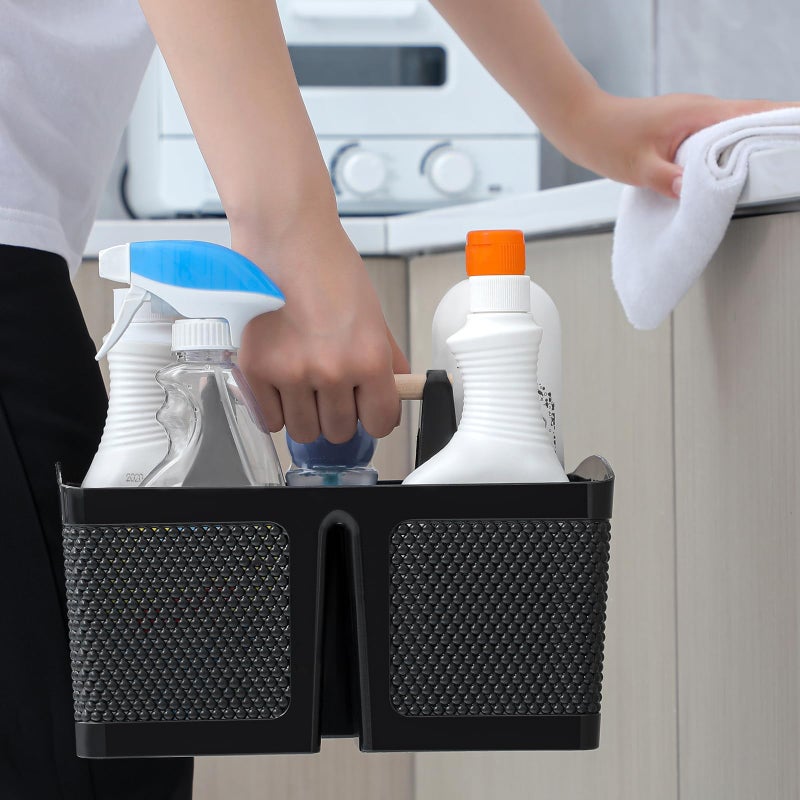 rejomiik Portable Shower Caddy Basket Plastic Cleaning Caddy Organizer Storage Tote with Handle for Bathroom  College  Dorm Room Essentials  Black - Image 5