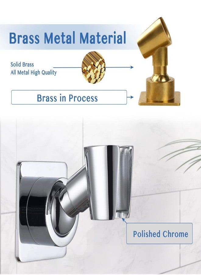 YDmeet Shower Head Holder, Adjustable Handheld Brass Shower Head Bracket, Wall Mount Holder, Drill Free Glue Installation (Polished Chrome) - Image 2