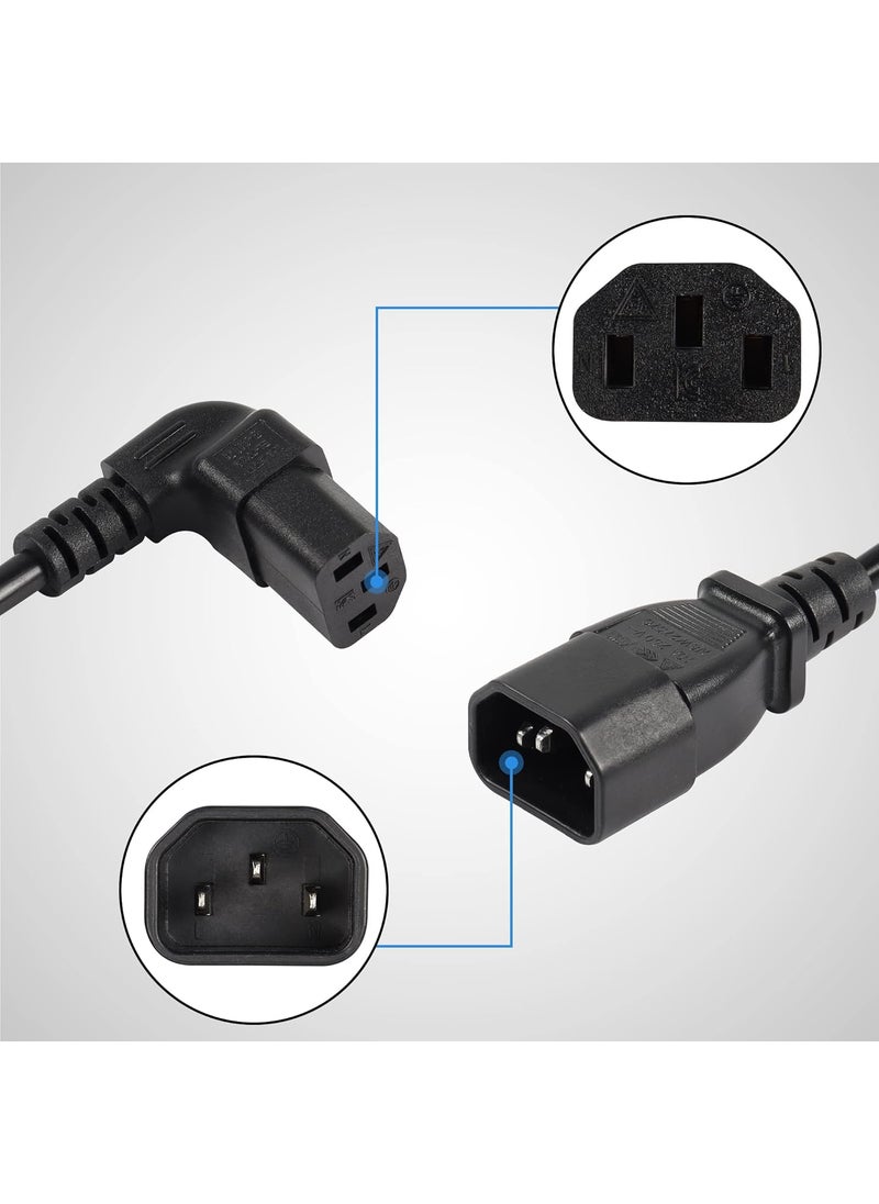 CERRXIAN CERRXIAN 20cm 90 Degree IEC 320 C13 to C14 PDU Power CableC14 Male to Down Angle C13 Female Power Supply Extension Cord for MonitorsComputersEtcDc13c14  - Image 3