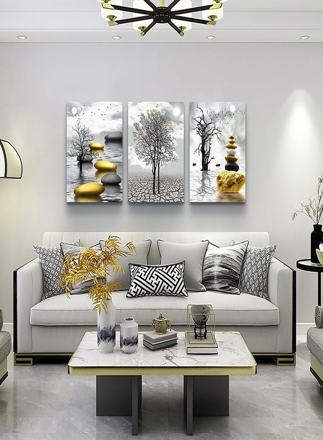 TTHYUEWS Inspiration Canvas Art For Living Room, Bedroom & Office - 3 Piece Black & White Nature Landscape Wall Pictures Prints - Image 3