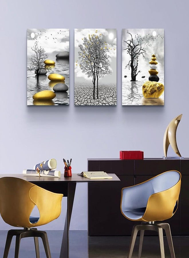 TTHYUEWS Inspiration Canvas Art For Living Room, Bedroom & Office - 3 Piece Black & White Nature Landscape Wall Pictures Prints - Image 4