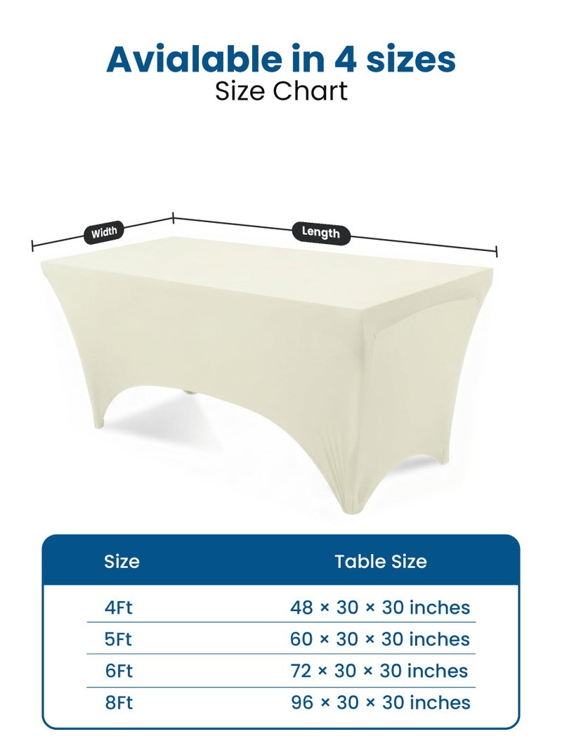 Utopia Kitchen Spandex Tablecloth 2 Pack [6FT, Ivory] Tight, Fitted, Washable and Wrinkle Resistant Stretch Table Cloth Rectangle Cover for Trade Show, Weddings & Parties [72Lx30Wx30H Inch] - Image 3