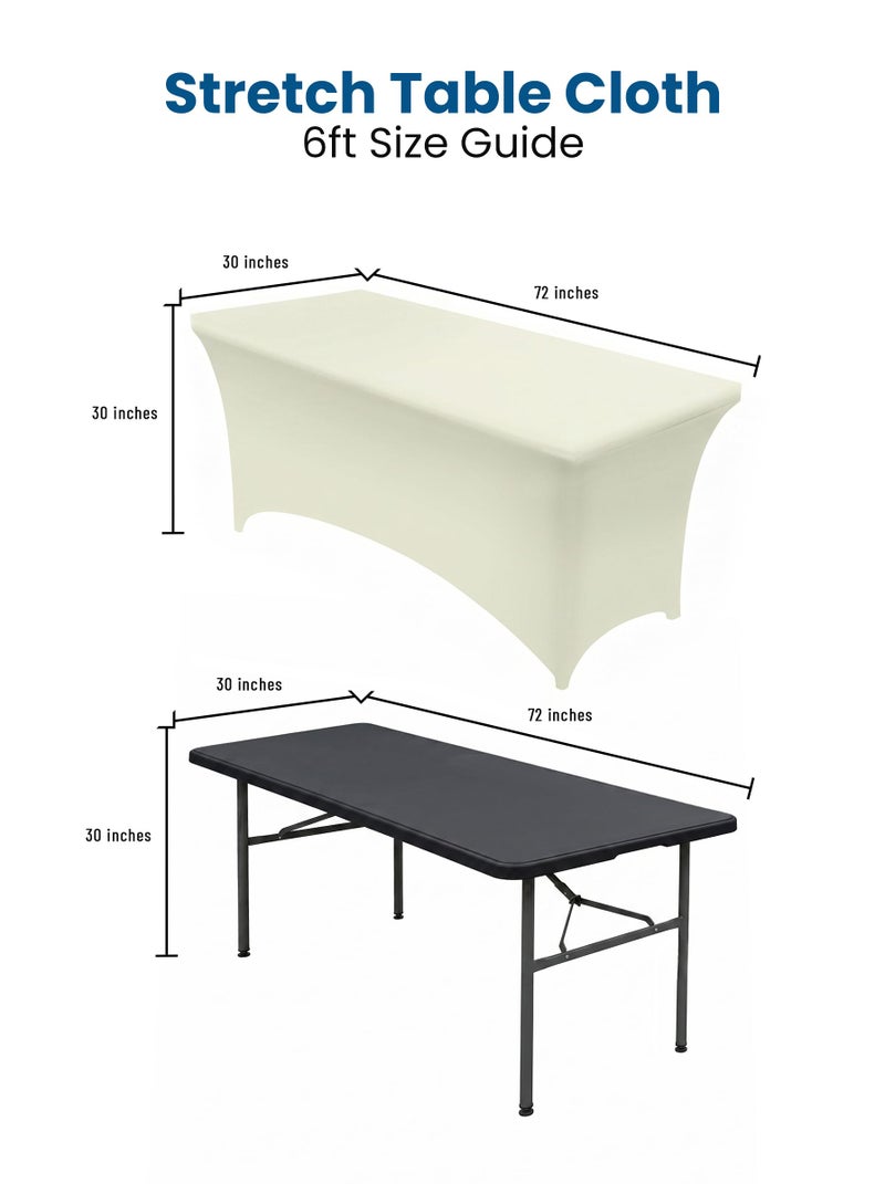 Utopia Kitchen Spandex Tablecloth 2 Pack [6FT, Ivory] Tight, Fitted, Washable and Wrinkle Resistant Stretch Table Cloth Rectangle Cover for Trade Show, Weddings & Parties [72Lx30Wx30H Inch] - Image 4