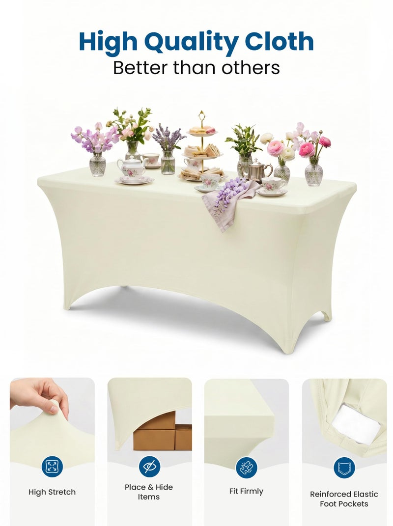 Utopia Kitchen Spandex Tablecloth 2 Pack [6FT, Ivory] Tight, Fitted, Washable and Wrinkle Resistant Stretch Table Cloth Rectangle Cover for Trade Show, Weddings & Parties [72Lx30Wx30H Inch] - Image 5