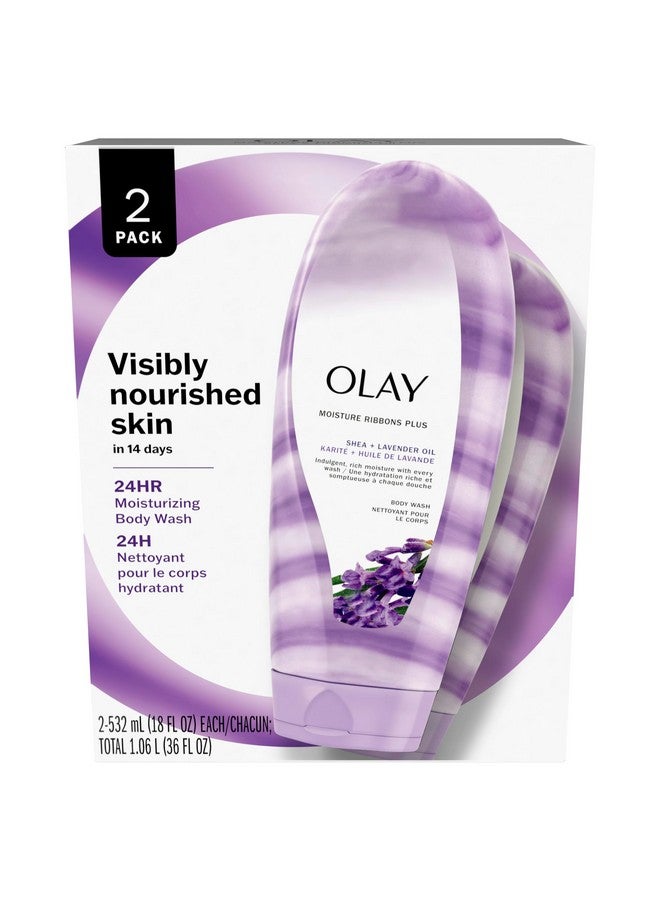 Olay غسول الجسم ريبونز مرطبة مع زيت الشيا + اللافندر 18 أونصة (عبوة من 2) - Image 1