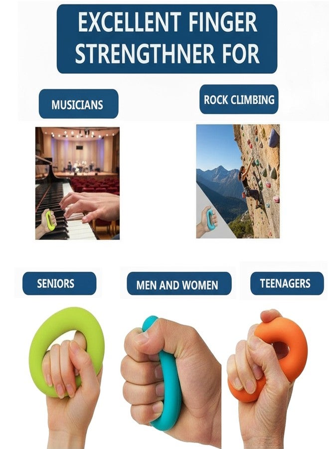 GRSECPO Grip Strength Trainer,Hand Grip Strengthener,Forearm Grip Workout - Grip Trainer Silicone Rings for Rock Climbing, Athletes & Stress Relief & Rehabilitation (Green, blue, orange, black) - Image 5